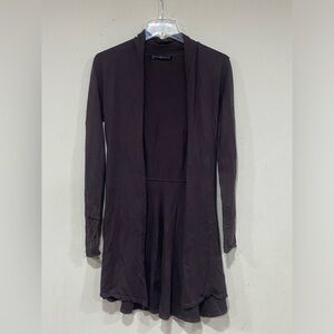 Peruvian Connection Womens Brown Pima Cotton Silk Open Long Cardigan Sweater XS